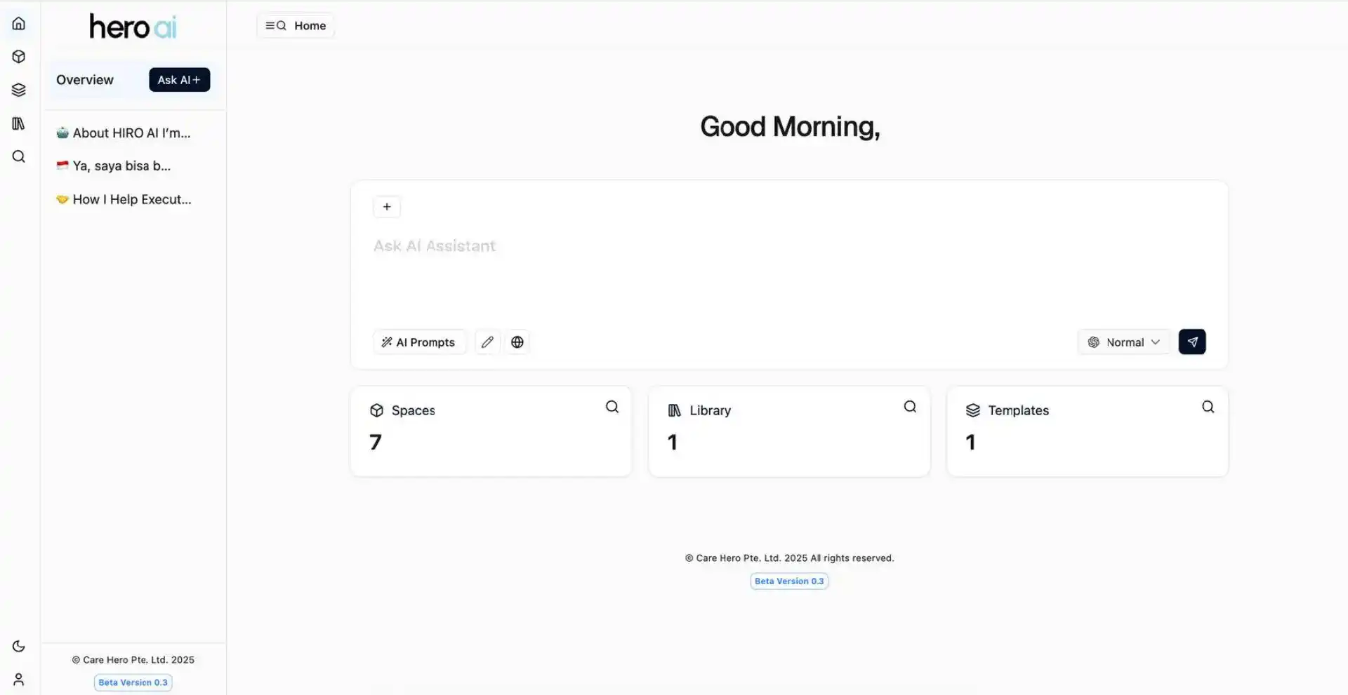 HIRO AI workspace interface preview