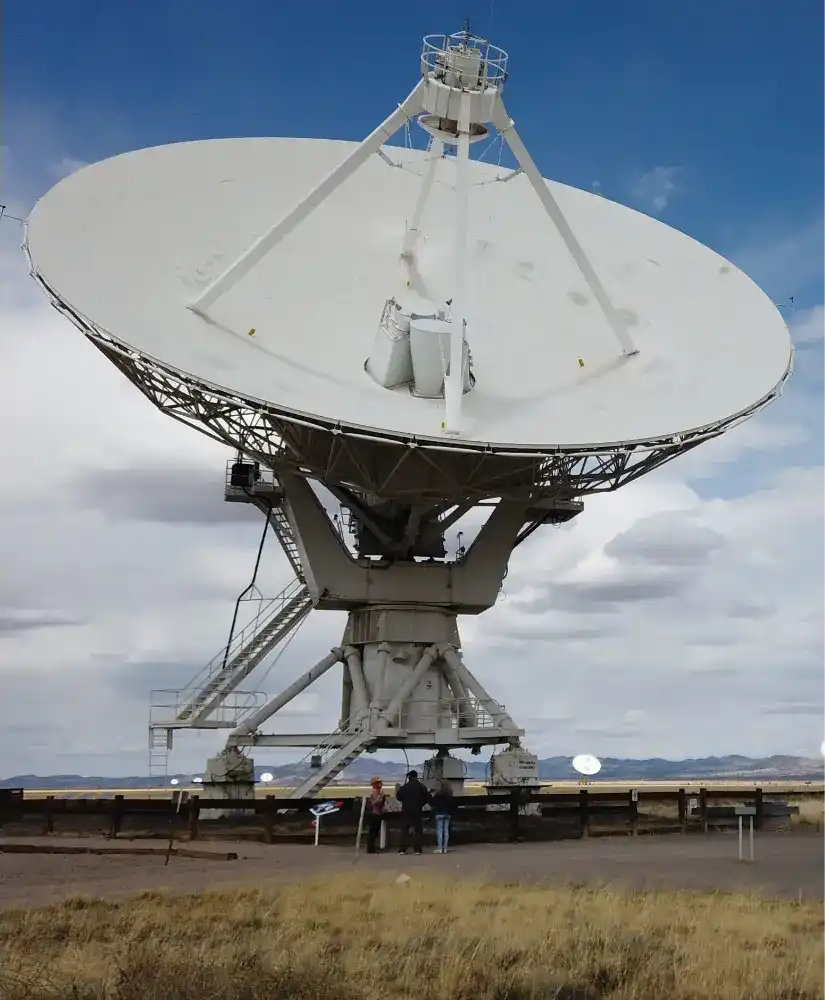 Large satellite ground station antenna used for space domain awareness and satellite communications